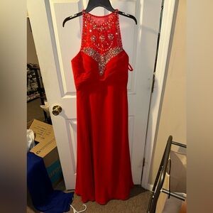 Red sequin prom dress